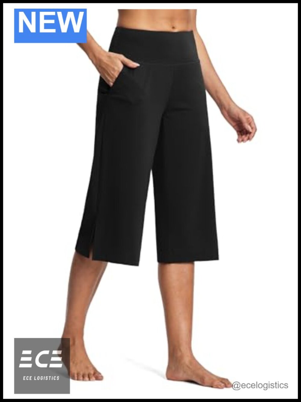 Women's Wide Leg Yoga Capri Pants with Pockets
